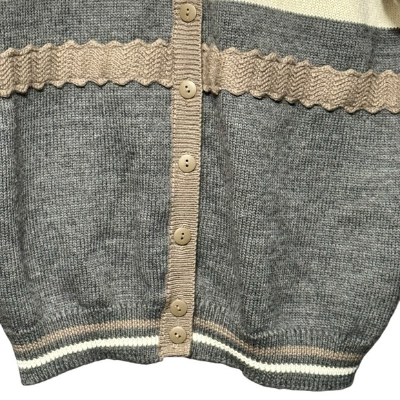 St Michael Made in UK Wool Floral Embroidery Chunky Knit Cardigan Sweater - Picture 4 of 11